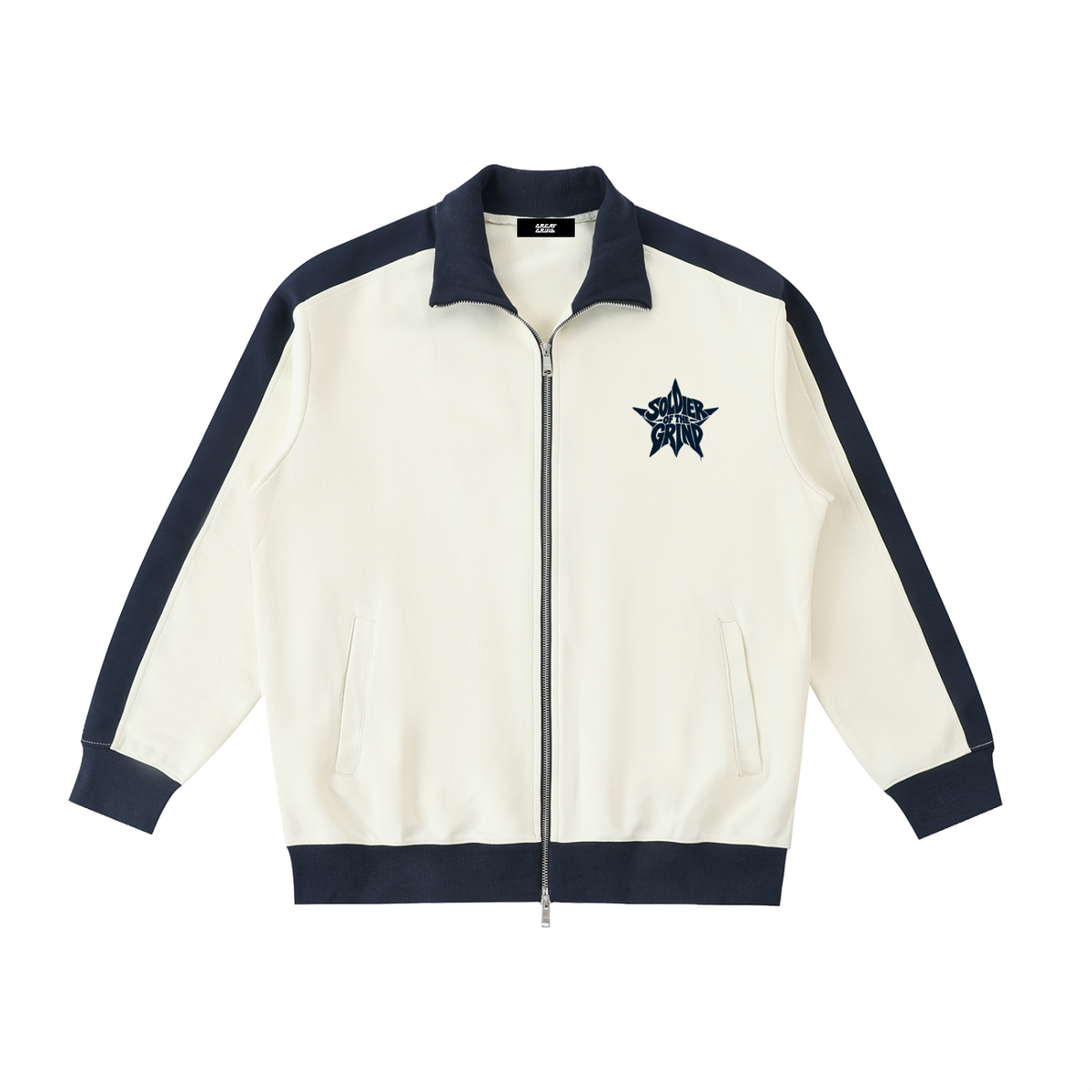 Contrast Trim Stand Collar Jacket