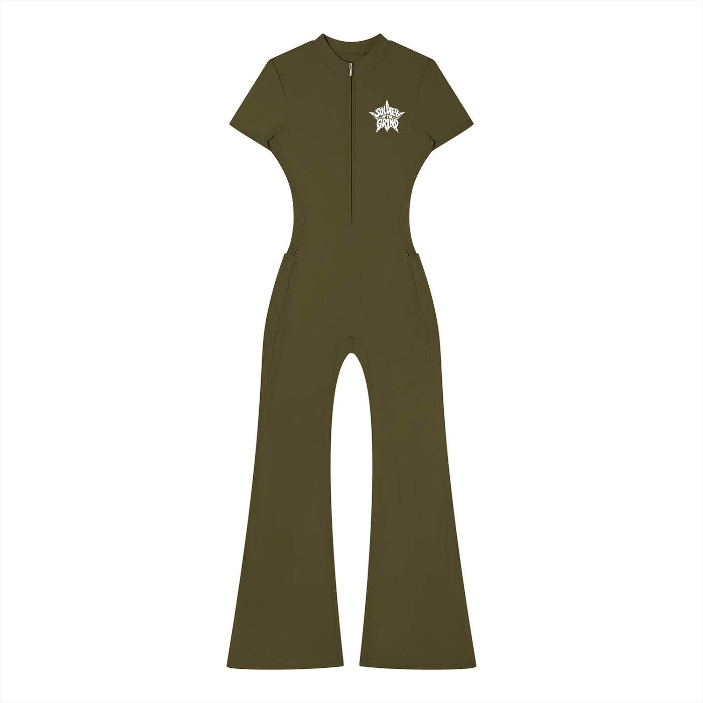 Women’s Tight Flared Leg Quarter-Zip Jumpsuit