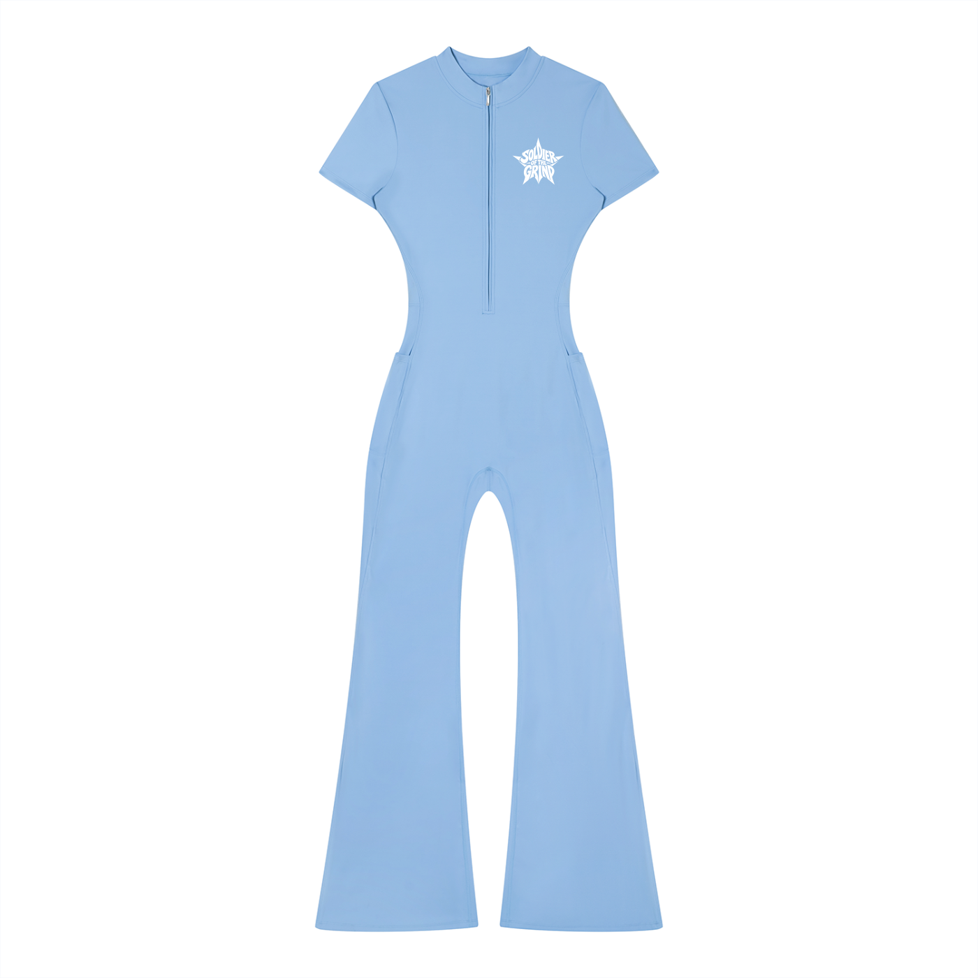Women’s Tight Flared Leg Quarter-Zip Jumpsuit