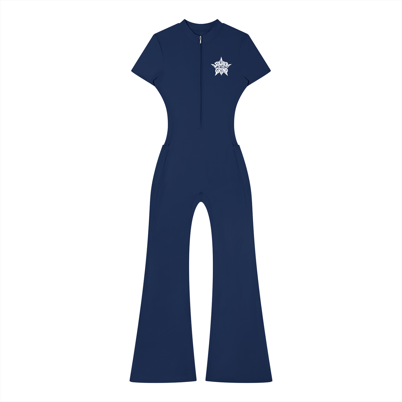 Women’s Tight Flared Leg Quarter-Zip Jumpsuit