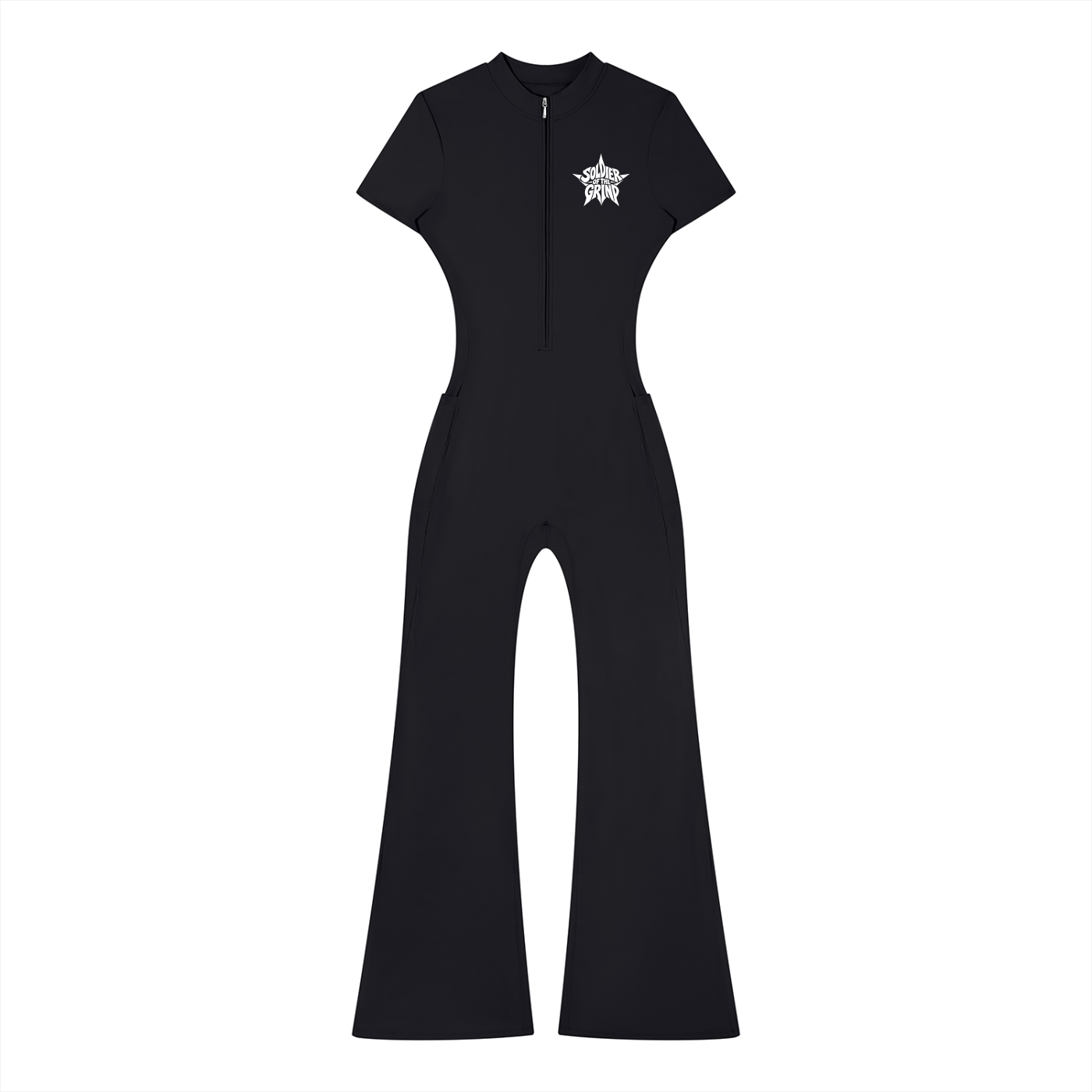 Women’s Tight Flared Leg Quarter-Zip Jumpsuit