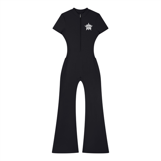 Women’s Tight Flared Leg Quarter-Zip Jumpsuit